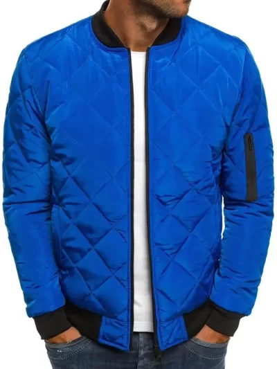 Men's Winter Long-sleeved Stand-up Collar Fashion Solid Color Casual Cotton Clothing Warm Zipper Pocket Classic Baseball Uniform