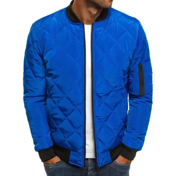 Men's Winter Long-sleeved Stand-up Collar Fashion Solid Color Casual Cotton Clothing Warm Zipper Pocket Classic Baseball Uniform