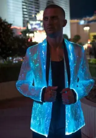 Male LED Suit Jacket Gentleman Light Up Dress Optic Fiber Luminous Stage Performance Dance Costume Show Clubwear Cool Things