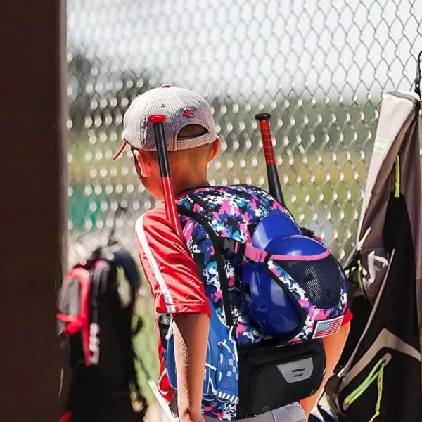 Baseball Softball Bag Backpack with Shoes Compartment Youth Bat Bags For Boys Waterproof Baseball & Softball Backpack Bat Bag - Image 4