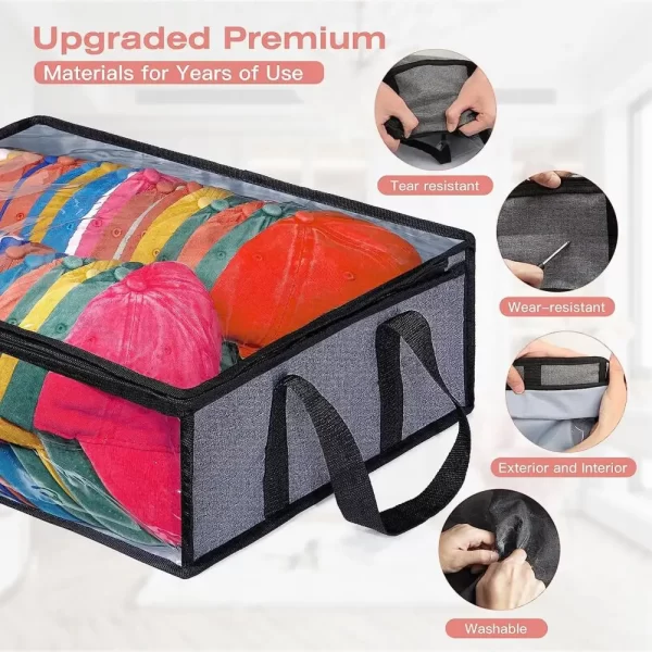 Hat Storage Bag Baseball Cap Storage Solutions Capacity Hat Organizer Bags with Sturdy Handles for Home Travel Holds Up to 40 - Image 5