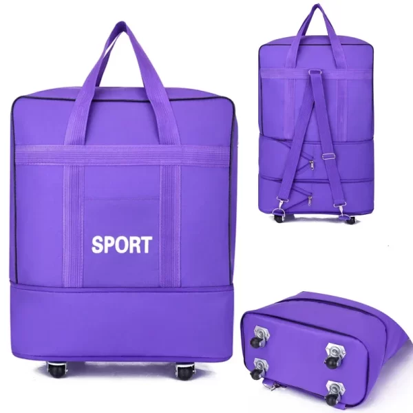 Waterproof Travel Bag Large-capacity Telescopic Airline Check-in Bag with Wheel Folding Luggage Storage Pack for Men and Women - Image 4