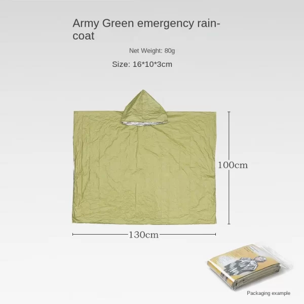 Emergency Rain Poncho With Hood Reusable Weather Resistant Raincoat For Men Women Camping Hiking Emergency Supplies Survival Kit - Image 7