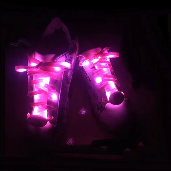 2Pcs LED Sport Luminous Shoelaces Glow Shoe Strings Round Flash Light Shoelaces Batteries No Tie Lazy Shoe Laces Party Decor - Image 2