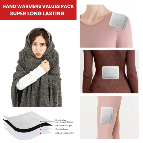Pack of 2/20pcs Box Convenient Portable Self Heating Pads Winter Warm Pastes Hand Foot Warmers Heat Packs Cold Proof E7CB - Image 4