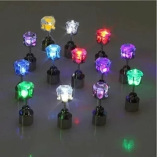 1 Pair Unique Boys Girls LED Light Christmas Gift Halloween Party Square Night Bling Studs Earring Led Party Music Festival Band - Image 4