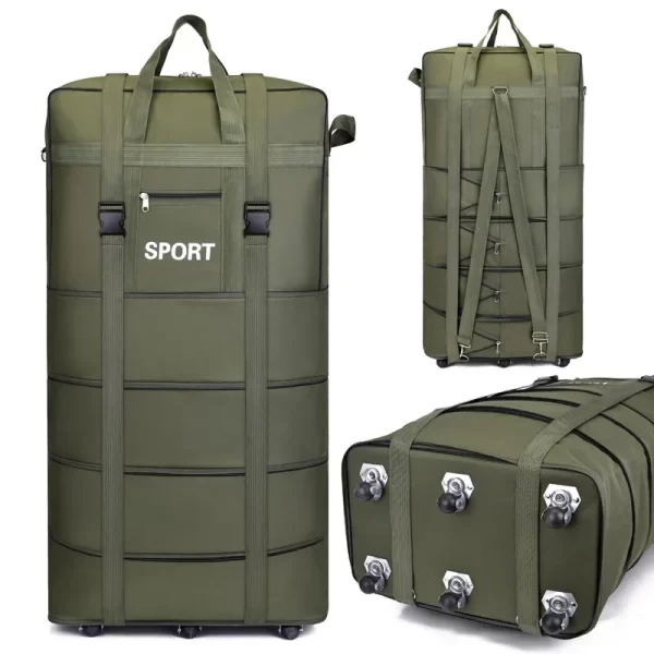 Waterproof Travel Bag Large-capacity Telescopic Airline Check-in Bag with Wheel Folding Luggage Storage Pack for Men and Women