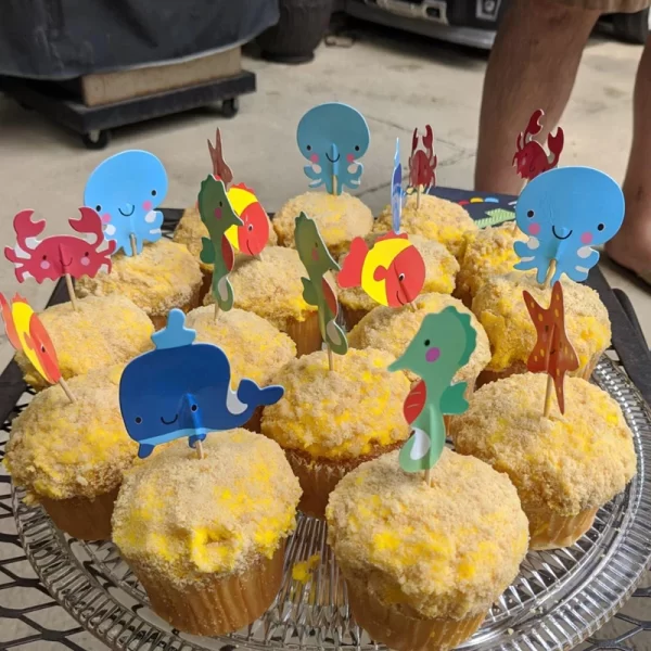 24pcs Ocean Animal Cupcake Toppers Under the Sea Birthday Party Cake Decorations Baby Shower Girls Mermaid Themed Party Supplies - Image 4