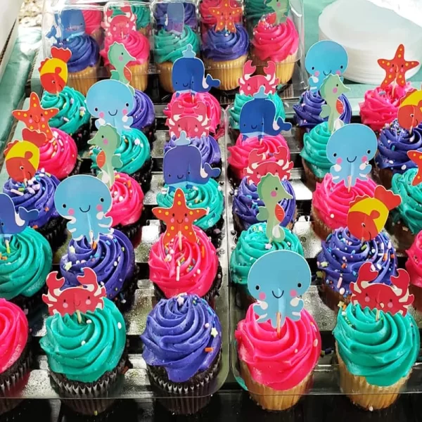 24pcs Ocean Animal Cupcake Toppers Under the Sea Birthday Party Cake Decorations Baby Shower Girls Mermaid Themed Party Supplies - Image 5