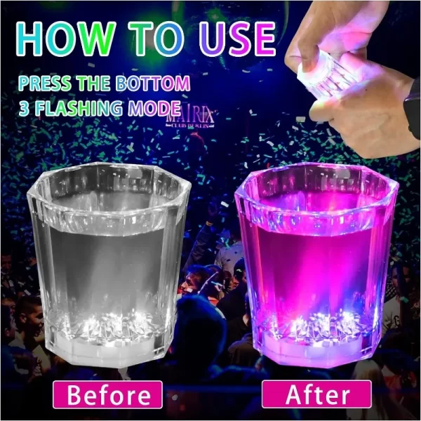 5/10/24 pcs-2oz led  Light Up Shot Glasses Flash Drinking Shot Cups Glow in The Dark - Image 4