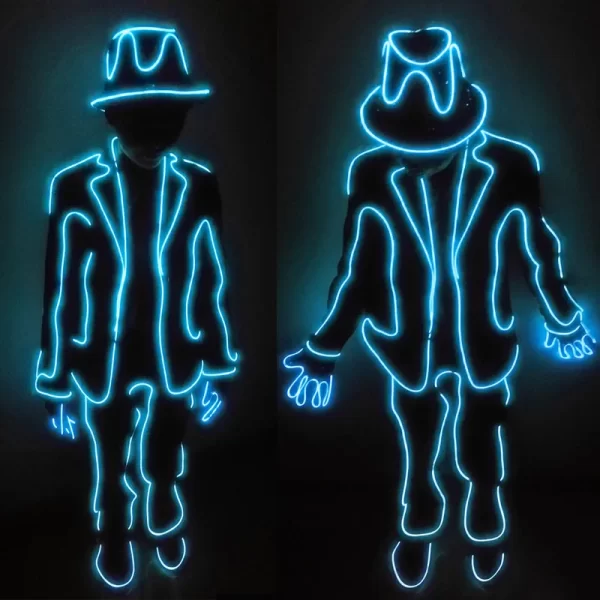 LED Robot Costume Carnival Stage Performance Party Rave Outfits Light Up Clothes Women Men Luminous Suit Coat Pants Glow in dark