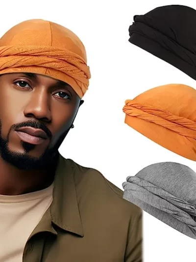 Pullover Turban For Men Vintage Head Wraps For Men Stretch Modal And Satin Turban Scarf Tie For Hair