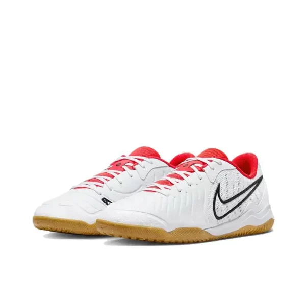 Nike Tiempo Legend 10 Academy IC Artificial Grass Wear Resistant Shock Absorption Comfortable Anti-slip Football Shoes White Red - Image 3