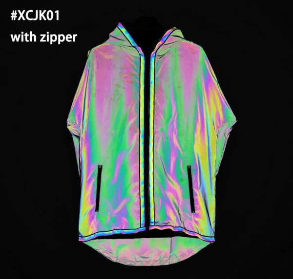 Reflective Trench Coat Men Brand Hip Hop Dance Fluorescent Mens Jackets and Coats Harajuku Windbreaker Cloak Jaqueta Masculino - Image 5