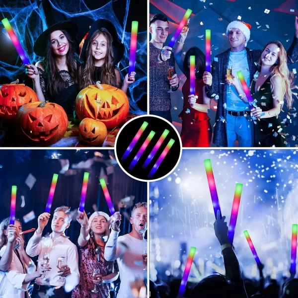 8/10/15/20pcs LED Glow Sticks Bulk Colorful RGB Glow Foam Stick for Christmas Birthday Wedding Glow in The Dark Party Supplies - Image 3