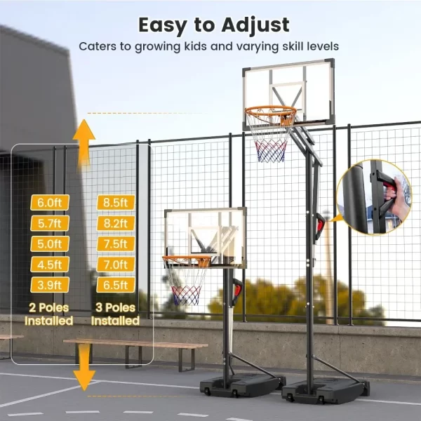 Portable Adjustable HDPE Basketball Hoop Set for Kids and Adults - Image 3