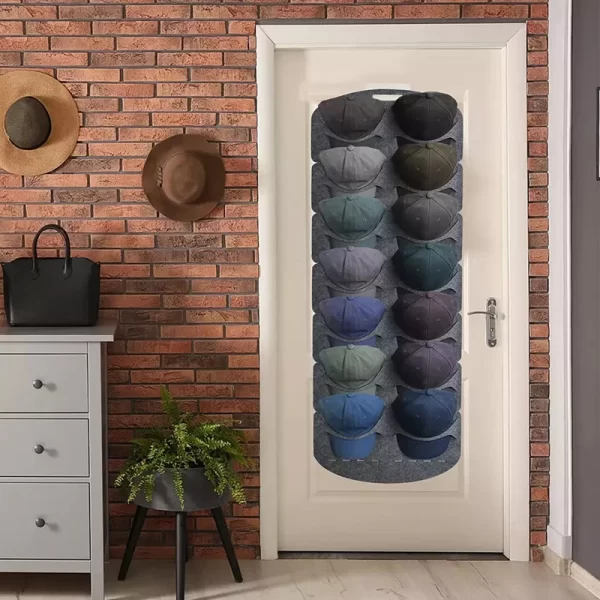 Felt Hat Storage Hanging Bag Space Saving Wall Door Back Display Rack Baseball Cap Felt Storage Holders For Bedroom Closet - Image 2