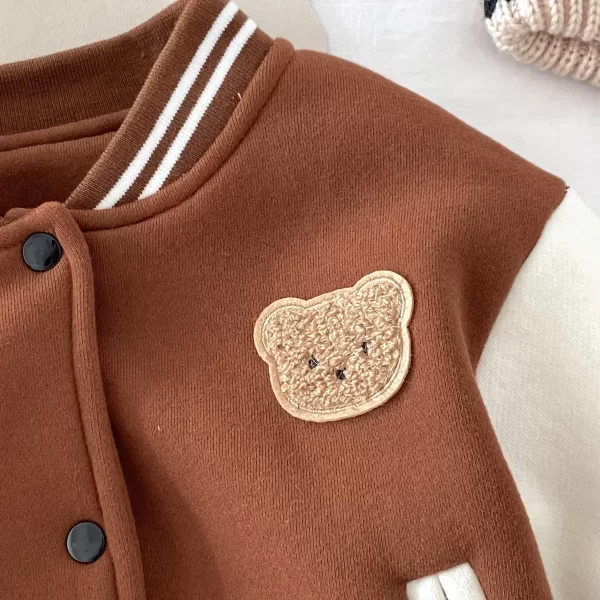 Children's Winter Fall Outfit with Plush Zip-Up Hoodie, Stunningly Cute Warm Baseball Jacket for Kids Baby Boys Girls 3M-3Y - Image 3
