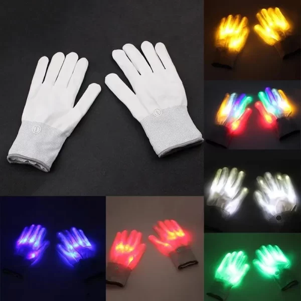 LED Gloves Neon Guantes Glowing Halloween Party Light Props Luminous Flashing Skull Gloves Stage Costume Christmas Supplies - Image 2