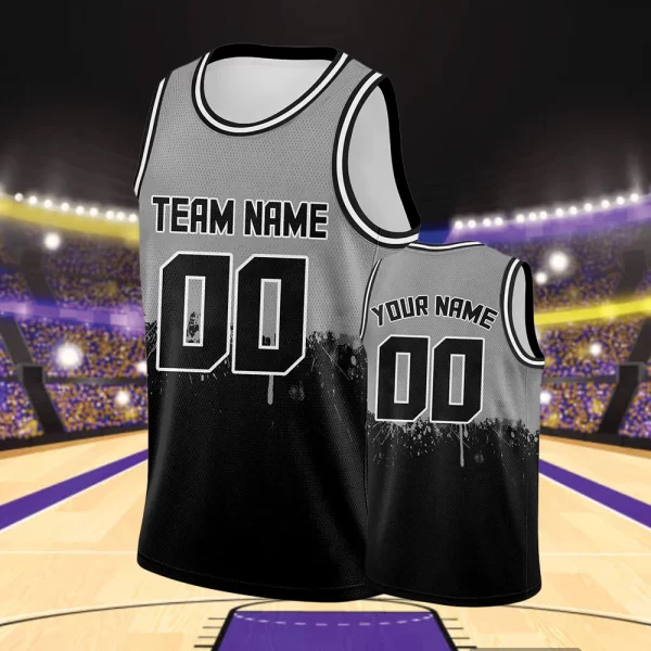 Men's Black Gray Custom Basketball Jersey - Image 5