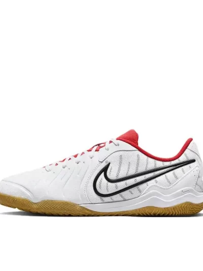 Nike Tiempo Legend 10 Academy IC Artificial Grass Wear Resistant Shock Absorption Comfortable Anti-slip Football Shoes White Red
