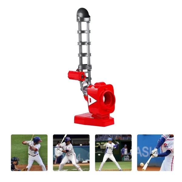 Children’s Toys Ball Machine Baseball Launcher Pitching Basketball Self-motion Tool Red Plaything Automatic
