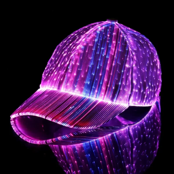 Women Men LED Baseball Cap Fiber Optic Luminous Hat Music Festival Xmas Halloween Hip Hop Black White Hat Holiday Performance - Image 3