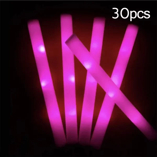 15/30Pcs LED Glow Sticks Bulk Colorful RGB Glow Foam Stick Cheer Tube Dark Light for Xmas Birthday Wedding Party Supplies - Image 13