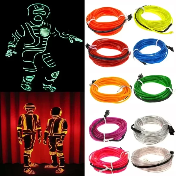 Glow EL Wire Cable LED Neon Christmas Dance Party DIY Costumes Clothing Luminous Car Light Decoration Clothes Ball Rave 1m/3m/5m - Image 4