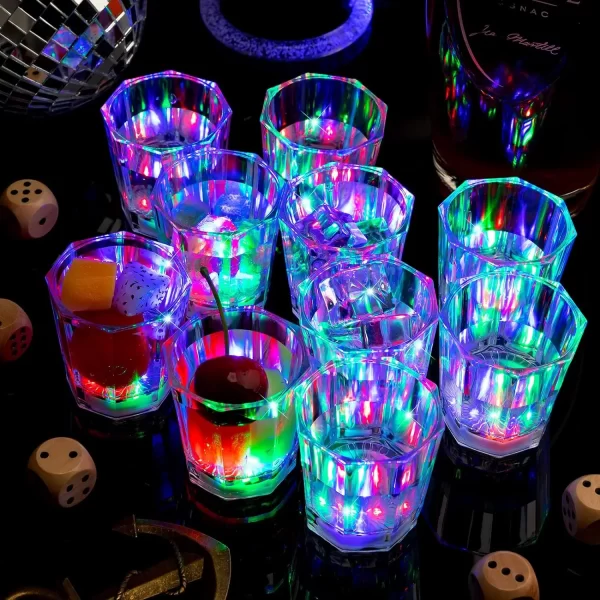 5/10/24 pcs-2oz led  Light Up Shot Glasses Flash Drinking Shot Cups Glow in The Dark - Image 7