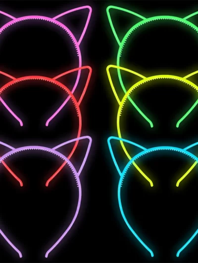 6pcs Fluorescent Hair Hoop Plastic Headband Glow In The Dark Party Supplies Photo Booth For Birthday Wedding Decor Baby Shower