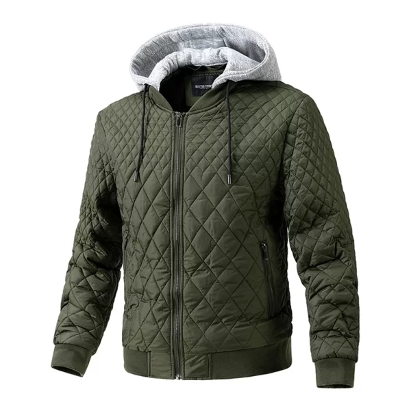 Men's Baseball Cotton Thick Hooded Jacket Winter Zip Up Detachable Hat Warm Overcoat Tops Coat Jackets Man Clothing - Image 2