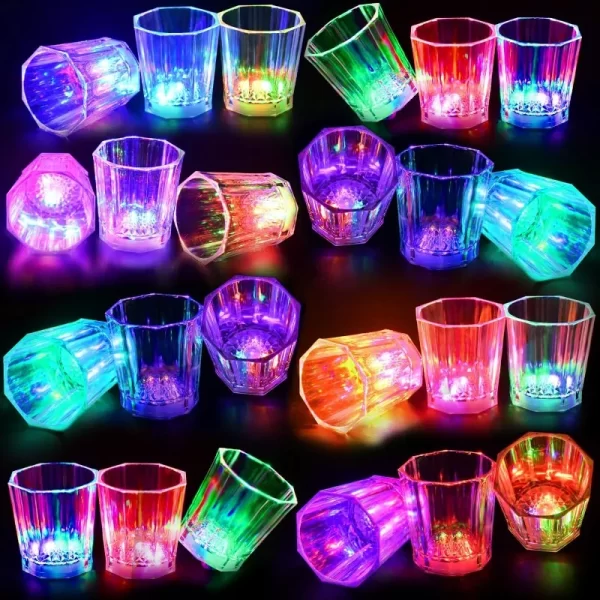 5/10/24 pcs-2oz led  Light Up Shot Glasses Flash Drinking Shot Cups Glow in The Dark
