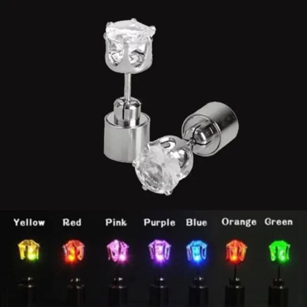 1 Pair Unique Boys Girls LED Light Christmas Gift Halloween Party Square Night Bling Studs Earring Led Party Music Festival Band - Image 3