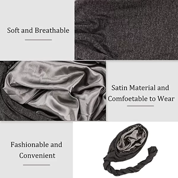 Pullover Turban For Men Vintage Head Wraps For Men Stretch Modal And Satin Turban Scarf Tie For Hair - Image 3