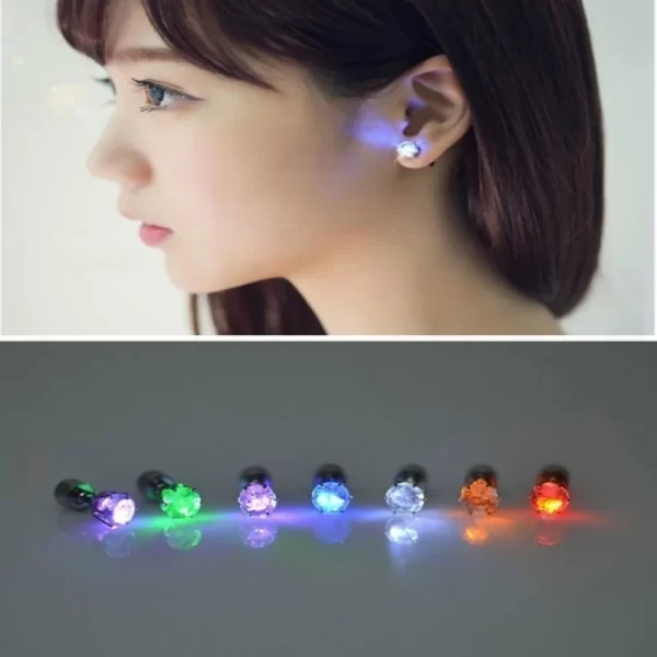 1 Pair Unique Boys Girls LED Light Christmas Gift Halloween Party Square Night Bling Studs Earring Led Party Music Festival Band - Image 5