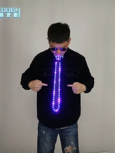 Halloween LED Party Decoration Glowing Rave Accessories for Men Nightclub Stage Props Luminous Tie DJ Hip Hop Costume Festival