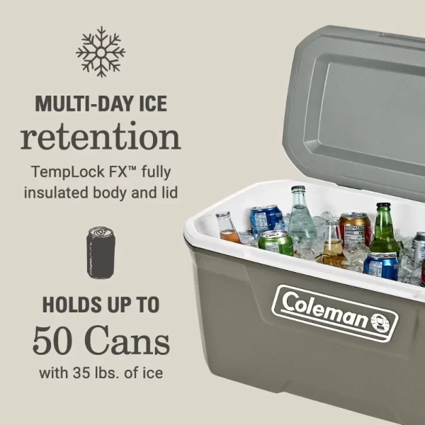 70QT Hard Chest Cooler Box Silver Ash Wheeled Multifunctional Storage Box - Image 3