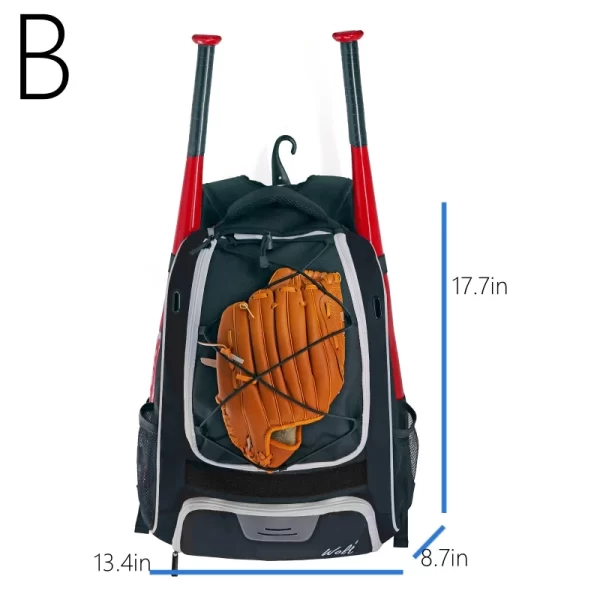 Baseball Softball Backpack with Shoes Compartment Outdoor Softball Bat Bag for Youth Adult Large Capacity Sports Shoulder Bag - Image 7