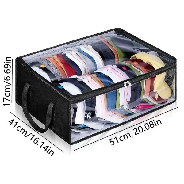 Large Capacity Baseball Cap Storage Box Space Saver Collapsible Cap Storage Bag Reusable Visible Window Closet Organizer Case - Image 3