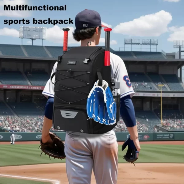 Baseball Equipment Carry Bag Baseball Backpack with Durable Zipper Design Oxford Cloth Material Shoe Compartment for Sports - Image 4