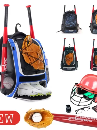 Baseball Softball Backpack with Shoes Compartment Outdoor Softball Bat Bag for Youth Adult Large Capacity Sports Shoulder Bag