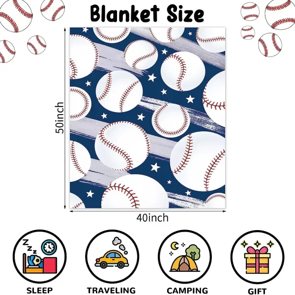 Baseball Throw Blanket Gifts for Boys, Blue Baseball Soft Cozy Plush Flannel Blanket for Kids Bedroom, 40 x 50 in - Image 2