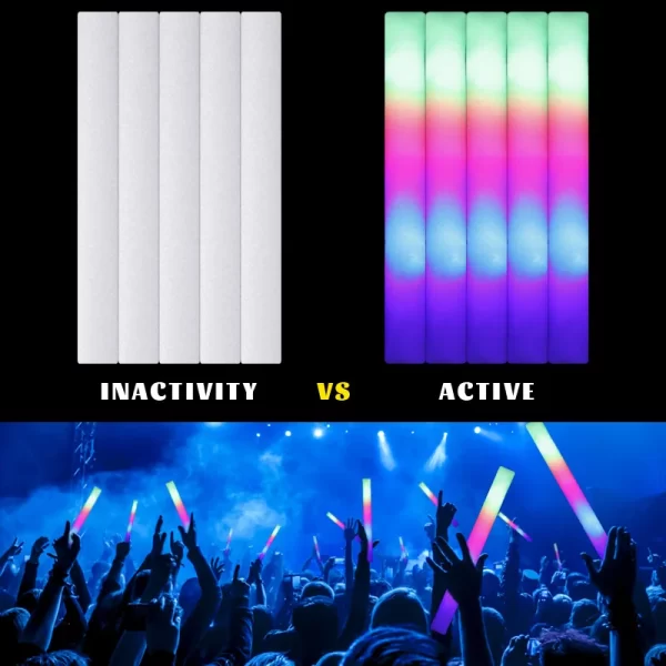 15/30Pcs LED Glow Sticks Bulk Colorful RGB Glow Foam Stick Cheer Tube Dark Light for Xmas Birthday Wedding Party Supplies - Image 4