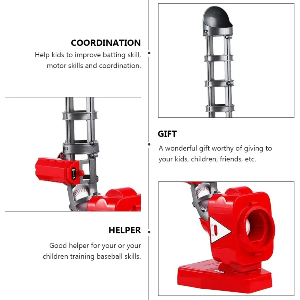 Children’s Toys Ball Machine Baseball Launcher Pitching Basketball Self-motion Tool Red Plaything Automatic - Image 3