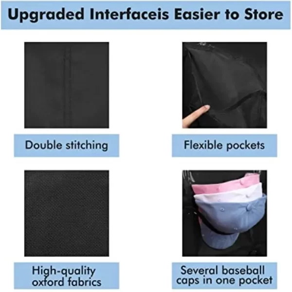 Baseball Hat Rack 24 Pockets Storage Bag Ballcap Display Holder  Wall Mount Hang Holder With Hooks Hat Organizer Over The Door - Image 6