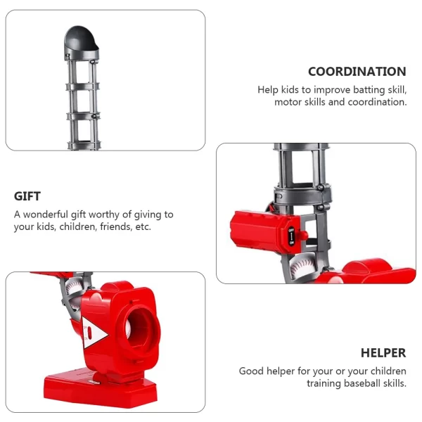 Children’s Toys Ball Machine Baseball Launcher Pitching Basketball Self-motion Tool Red Plaything Automatic - Image 6