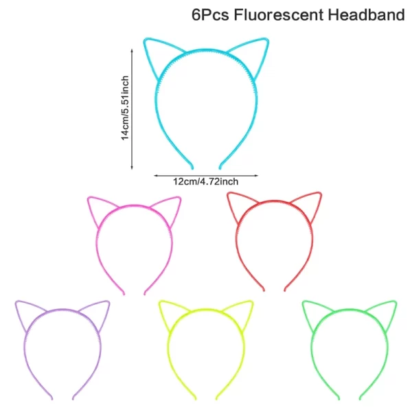 6pcs Fluorescent Hair Hoop Plastic Headband Glow In The Dark Party Supplies Photo Booth For Birthday Wedding Decor Baby Shower - Image 9