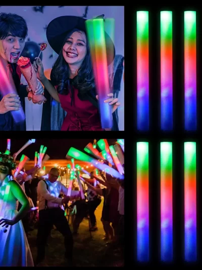 8/10/15/20pcs LED Glow Sticks Bulk Colorful RGB Glow Foam Stick for Christmas Birthday Wedding Glow in The Dark Party Supplies