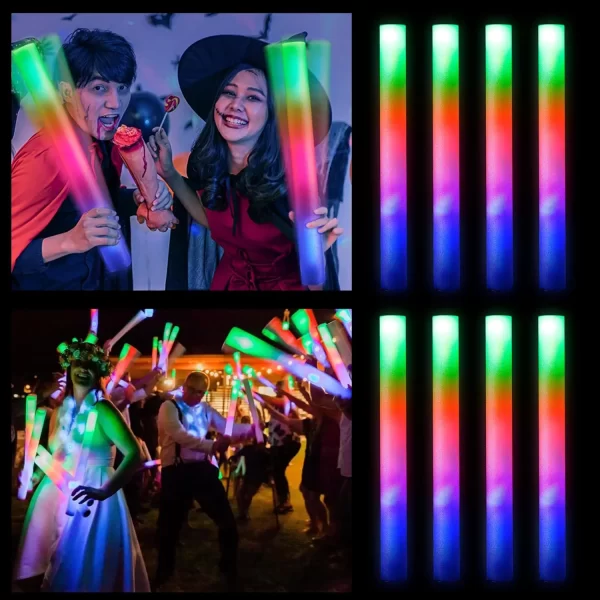8/10/15/20pcs LED Glow Sticks Bulk Colorful RGB Glow Foam Stick for Christmas Birthday Wedding Glow in The Dark Party Supplies